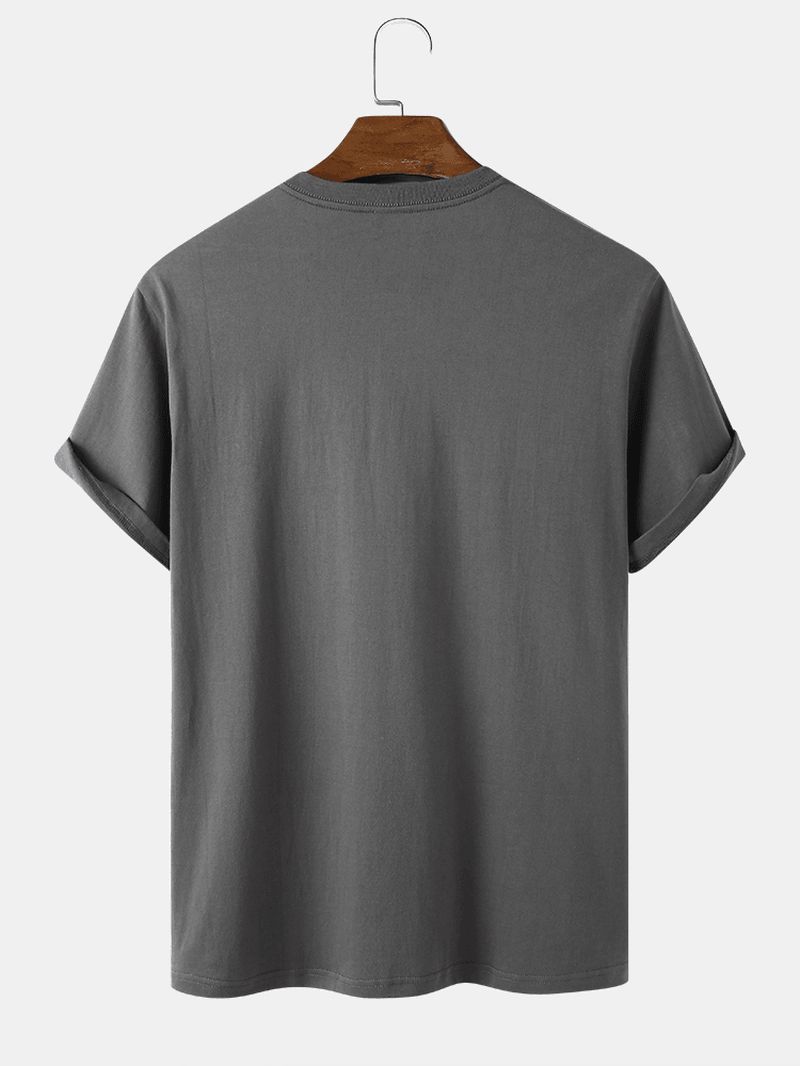 Casual Katoenen Hartvormige T-shirts Met Korte Mouwen Voor Heren