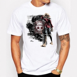 Diablo Skull Print Trend Veelzijdig T-shirt Voor Heren