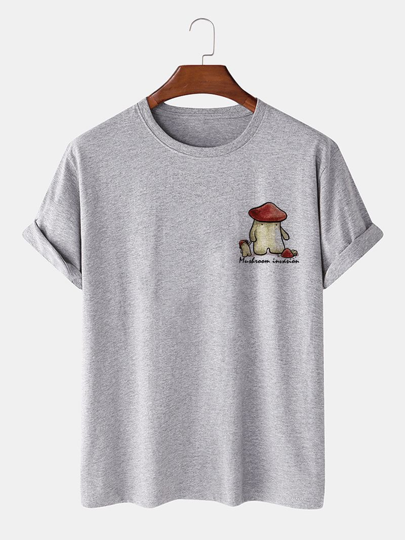 Heren 100% Katoen Paddestoel Baby Print Effen Casual T-shirt