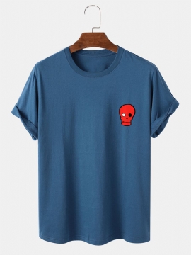 Heren 100% Katoenen Skelet Cartoon Ronde Hals Casual T-shirts
