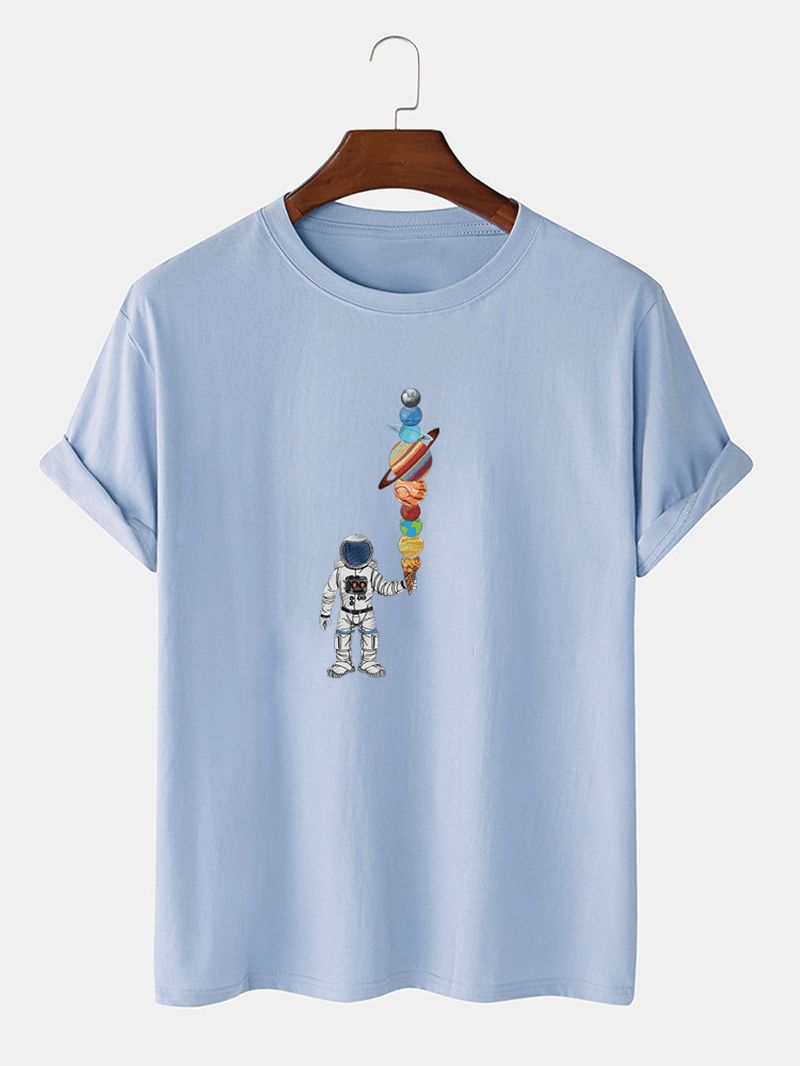Heren Cartoon Astronaut Ice Cream Print Casual Lichtgewicht Dun T-shirt