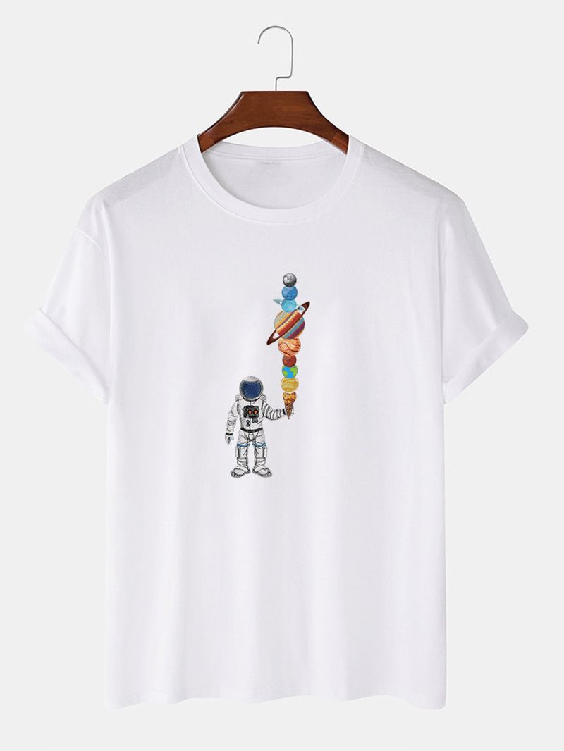 Heren Cartoon Astronaut Ice Cream Print Casual Lichtgewicht Dun T-shirt