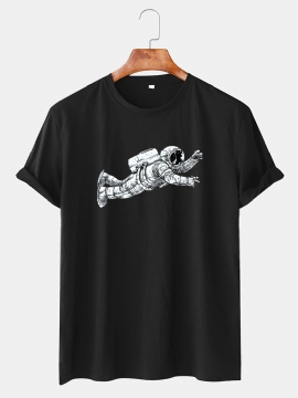 Heren Catton Astronaut Print T-shirts Met Ronde Hals En Korte Mouwen