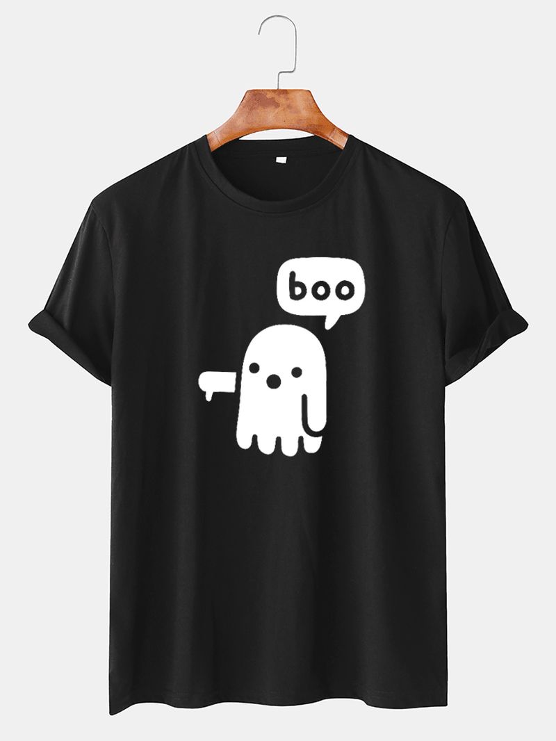 Heren Grappige Cartoon Ghost O-hals Ademende T-shirts Met Korte Mouwen