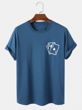 Heren Pokerborst Print 100% Katoen Casual T-shirt Met Korte Mouwen