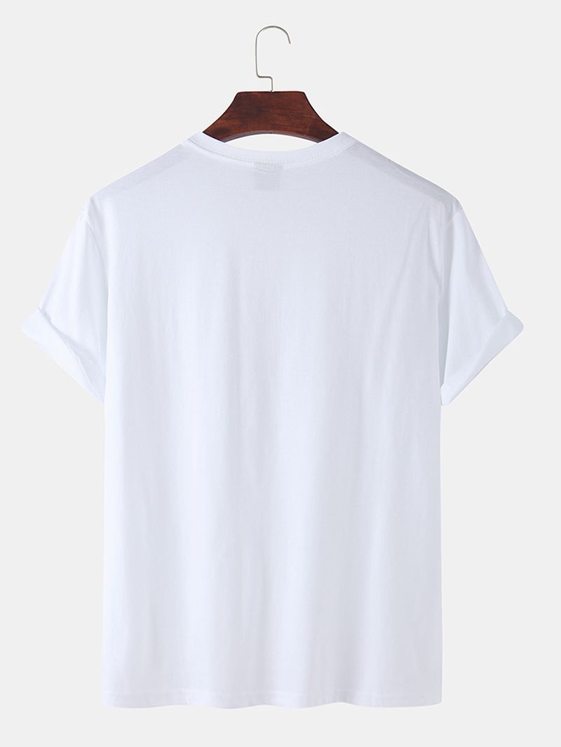 Heren T-shirts Van 100% Katoen Met Paddestoelenprint En Korte Mouwen