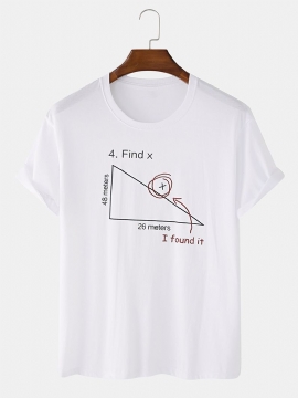 Heren T-shirts Van 100% Katoen Wiskunde Geometrie Print Met Korte Mouwen