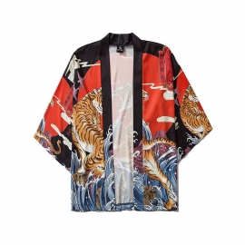 Japanse Ukiyo-e Badjas Kostuum Tijgerprint Kimono