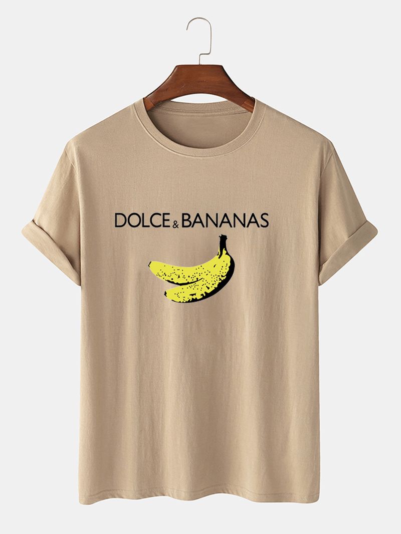 Katoenen Ademende T-shirts Met Korte Mouwen En Bananenprint
