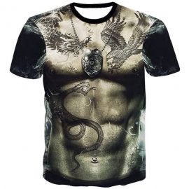 Mode Dragon Snake Tattoo T-shirt Met Korte Mouwen En Korte Mouwen