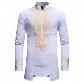 Onregelmatig Overhemd Met Bronzingpatroon Voor Heren