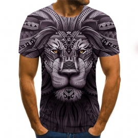 Rift Lion T-shirt Met Digitale Print En Korte Mouwen