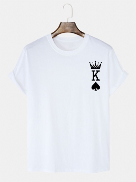 T-shirts Met 100% Katoenen Crown King Of Spades Pokerprint