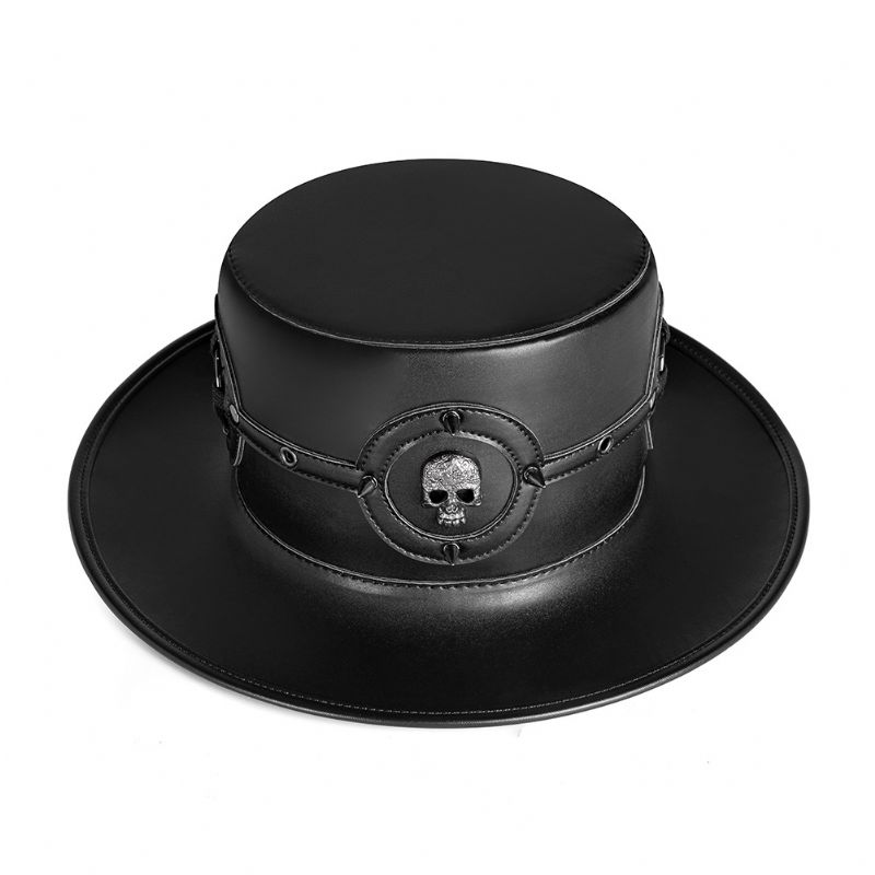 Dameshoed Plague Doctor Flat Magic Prom Europe Volwassen Dames Faux Leather Top Industrial Hat