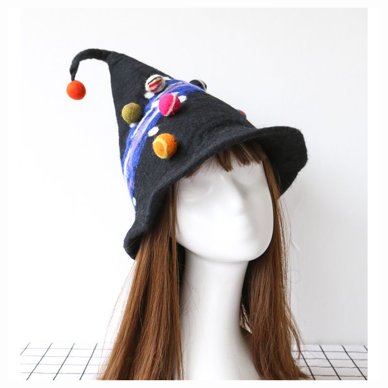 Harajuku Style Funny Street Spire Black Starry Hat Blue