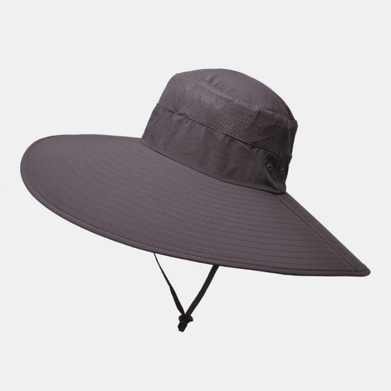 Heren Bucket Hat Waterdicht Mesh Ademend Zonnescherm Cap Oversized Rand Met String Voor Outdoor Vissen Hoed Klimmen