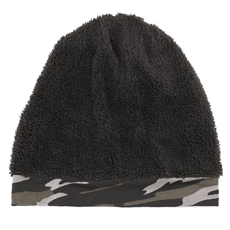 Heren Camouflage Winter Plus Fluwelen Warm Slouchy Beanie Hat Casual Plus Size Oorbeschermers Skull Cap