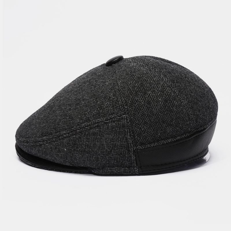 Heren Wolvilt Plus Fluwelen Dikker Oorbescherming Warm Houden Casual Forward Hat Baret Hat