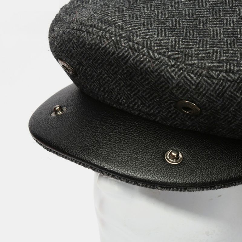 Heren Wolvilt Plus Fluwelen Dikker Oorbescherming Warm Houden Casual Forward Hat Baret Hat