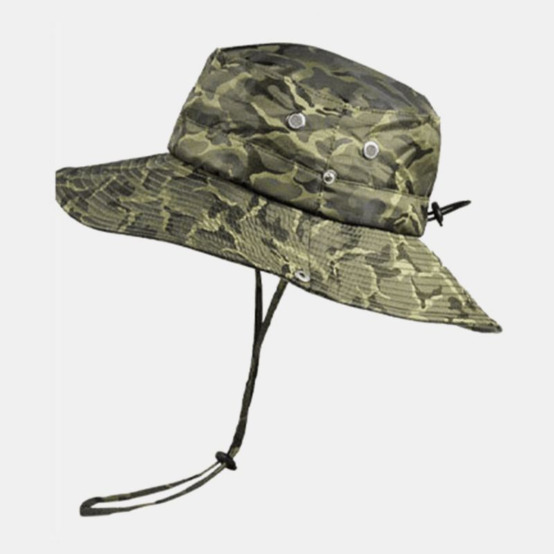 Mannen Camouflage 360 Graden Bescherming Brede Rand Outdoor Vissen Klimmen Uv-bescherming Waterdicht Ademend Emmer Hoed