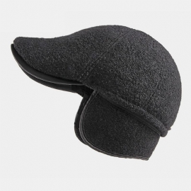 Mannen Vilt Gehoorbescherming Winter Outdoor Effen Kleur Casual Universeel Plus Dikker Plus Fluwelen Baret Hoed Forward Hat