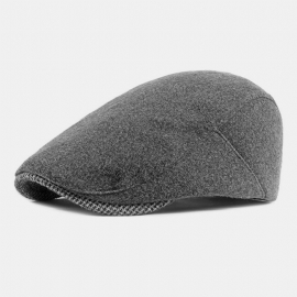 Unisex Effen Vilten Baretten Hasp Verstelbare Britse Retro Simple Forward Hat Platte Hoed Driver Hat