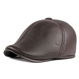 Unisex Gehoorbescherming Warm Forward Cap Britse Vintage Lederen Eendenbek Baret Caps