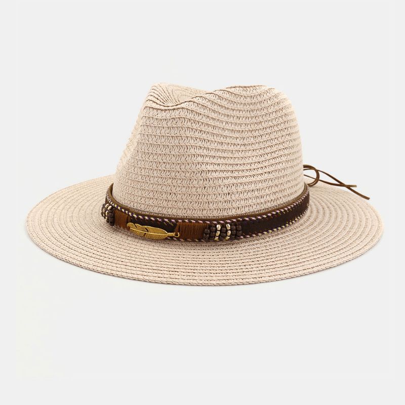 Unisex Zonnebrandcrème Reizen Strand Zonnehoed Elegante Seaside Jazz Hat Strohoed