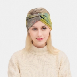 Vrouwen Tie-dyed Cross Headdress Elastische Outdoor Sport Brede Rand Haarband Hoofdband