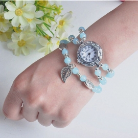Nationale Stijl Ronde Kleine Wijzerplaat Vrouwen Eenvoudige Vintage Armband Horloge Quartz Horloge
