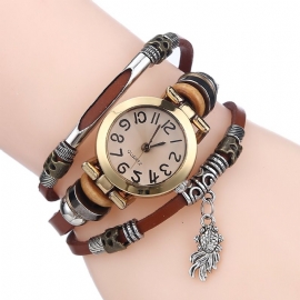 Vintage Gevlochten Quartz Horloge Kleine Wijzerplaat Dunne Riem Goudvis Hanger Riem Armband Horloge