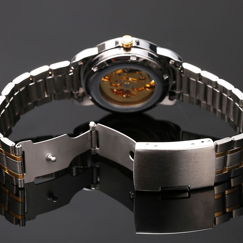 Mode Holle Wijzerplaat Lichtgevende Wijzer Zakelijke Stijl Mannen Kijken Automatisch Mechanisch Horloge