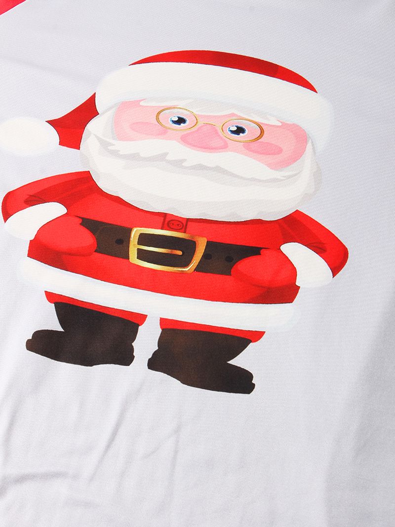 Dames Kerst Kerstman Print Trui Plaid Elastische Taille Broek Thuis Casual Pyjama Set