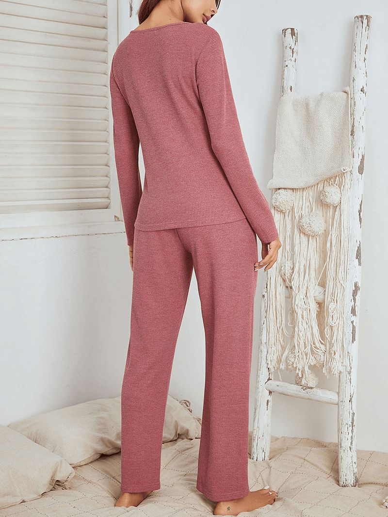 Dames Korte Stijl Effen Kleur Plus Maat V-hals Tweedelige Home Lounge Pyjama Set