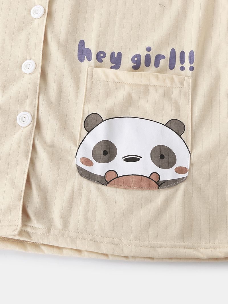 Dames Plus Maat Leuke Panda Print Contrast Raglanmouwen Katoen Lounge Home Pyjama Sets