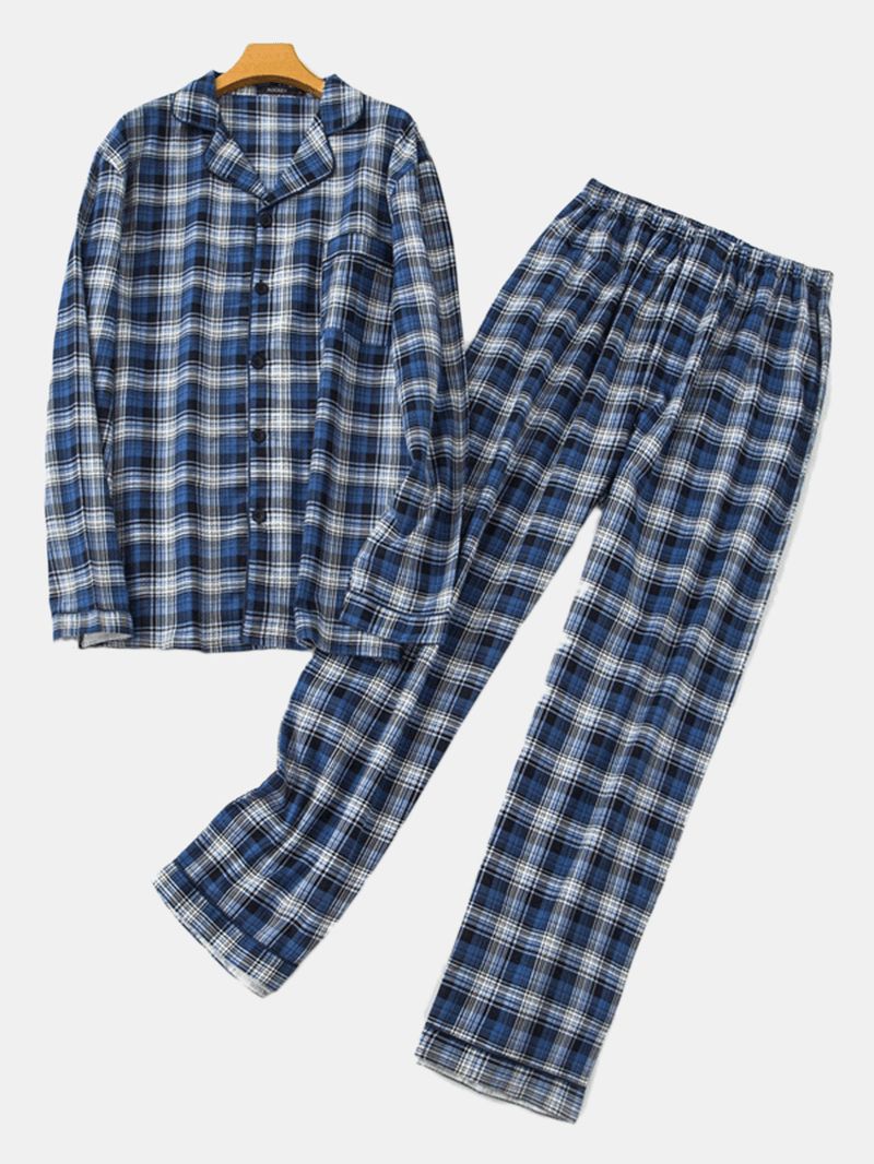Geruite Katoenen Warme Pyjamaset