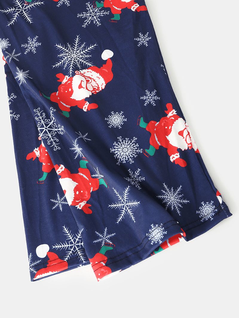 Heren Cartoon Kerstman Print O-hals Losse Broek Thuis Pyjama Set