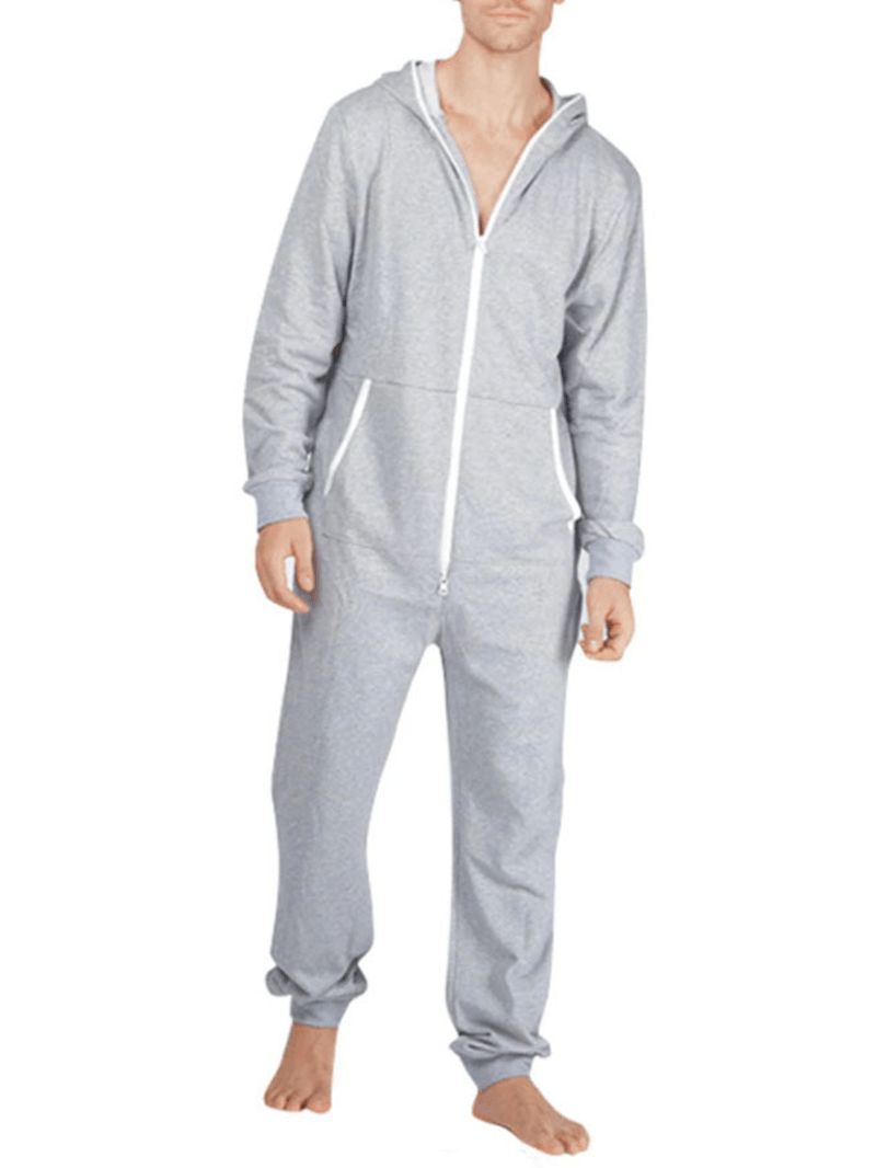 Heren Casual Onesies Jumpsuit Hooded Loungewear Losse Pyjama