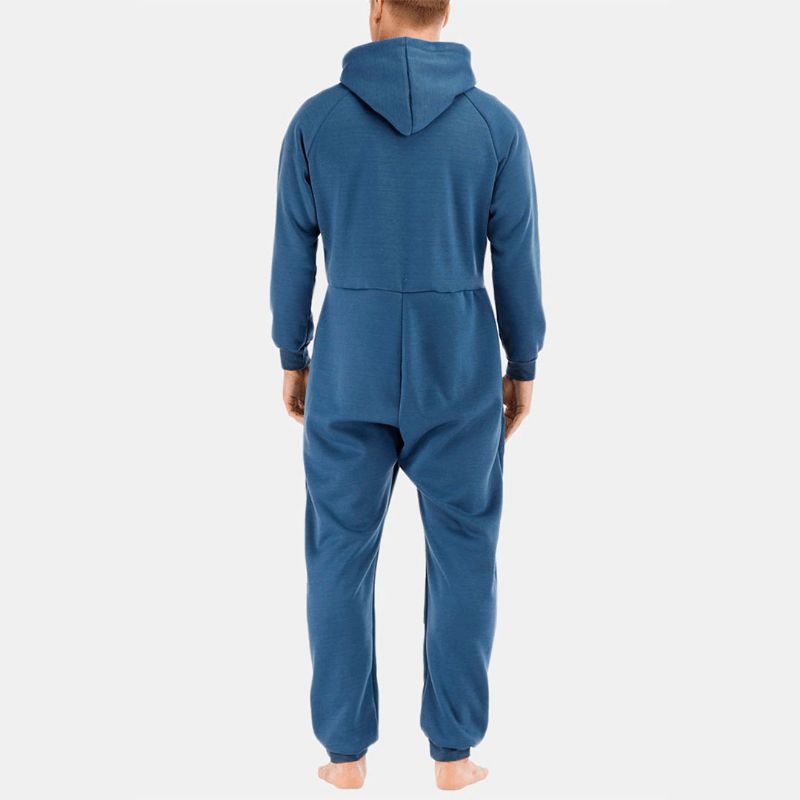 Heren Mulitzakken Dikker Loungewear Jumpsuit Met Ritssluiting Effen Pyjama Met Capuchon