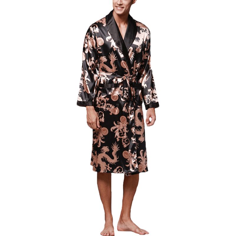 Heren Satijnen Zijden Pyjama Kimono Badjas Badjas Kamerjas Nachtkleding Loungewear