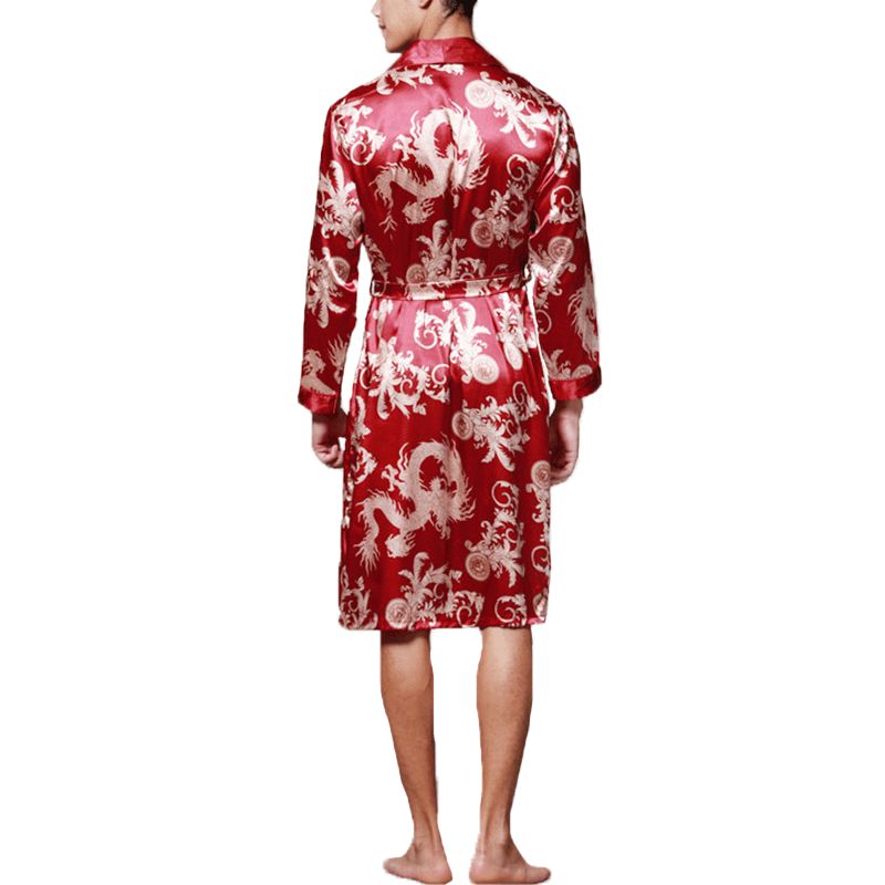 Heren Satijnen Zijden Pyjama Kimono Badjas Badjas Kamerjas Nachtkleding Loungewear