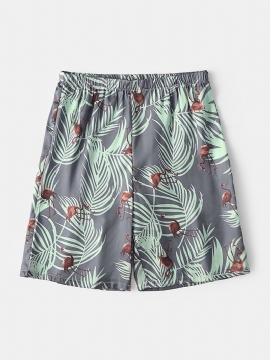 Heren Tropical Leaves & Flamingo Print Home Dunne Casual Pyjamashort