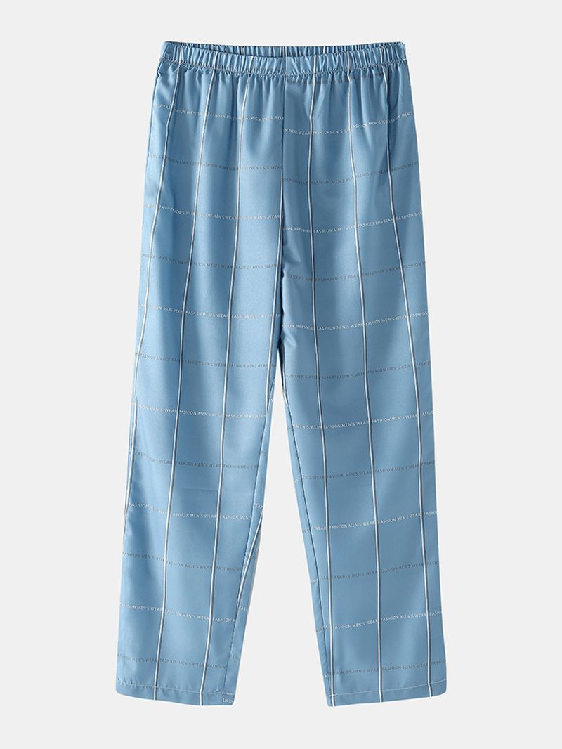 Katoen Heren Design Letter Plaid Revere Collar Home Casual Pyjama Set