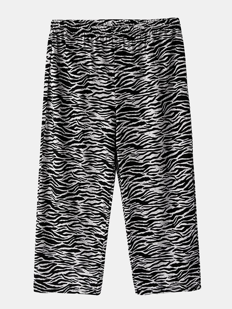 Plus Size Dames Thuis Katoen Zebra Print V-hals Korte Mouw Pyjama Set