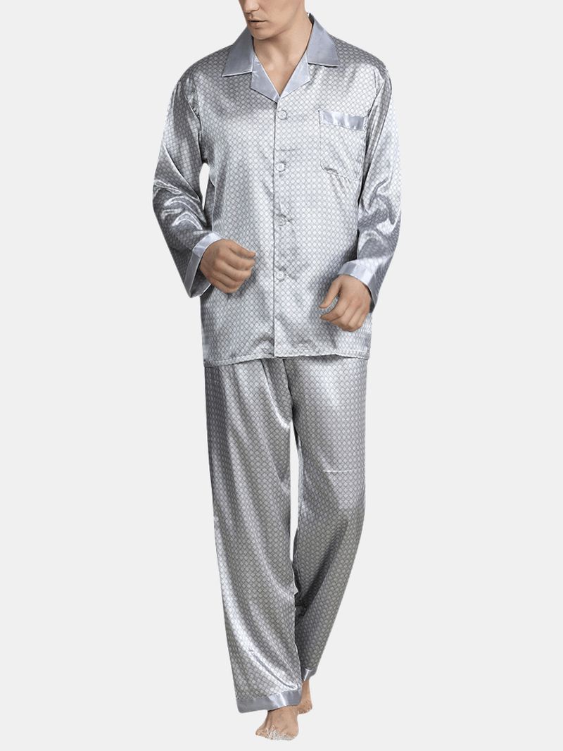 Pyjamaset Met Gladde Zijden Lepalkraag