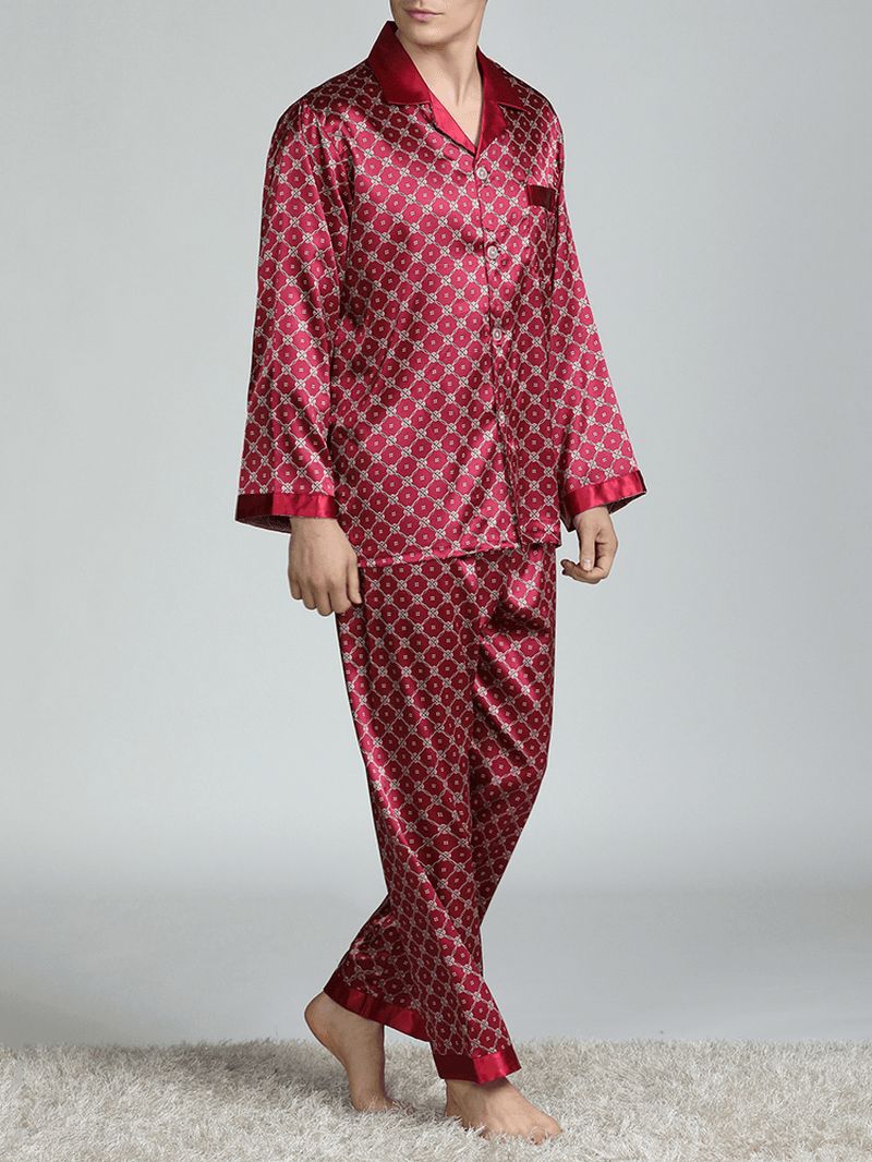 Pyjamaset Met Gladde Zijden Lepalkraag