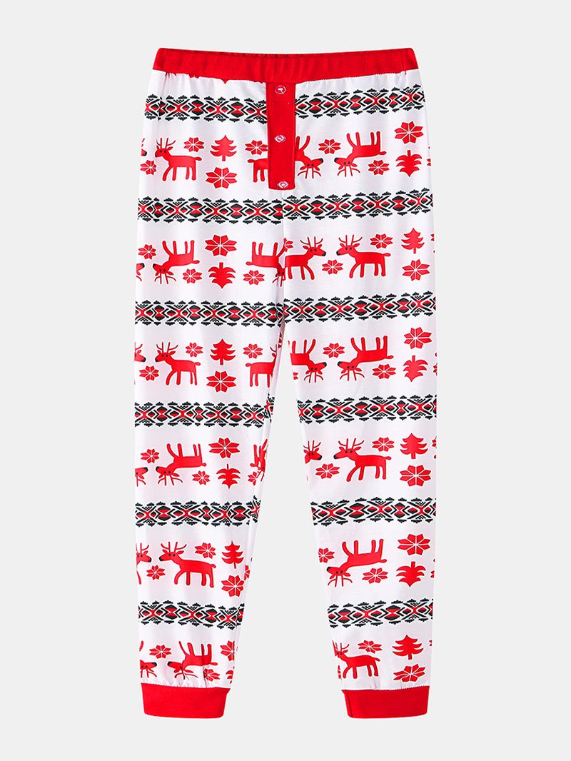 Vrouwen Kerst Cartoon Print V-hals Trui Elastische Taille Losse Broek Thuis Casual Pyjama Set