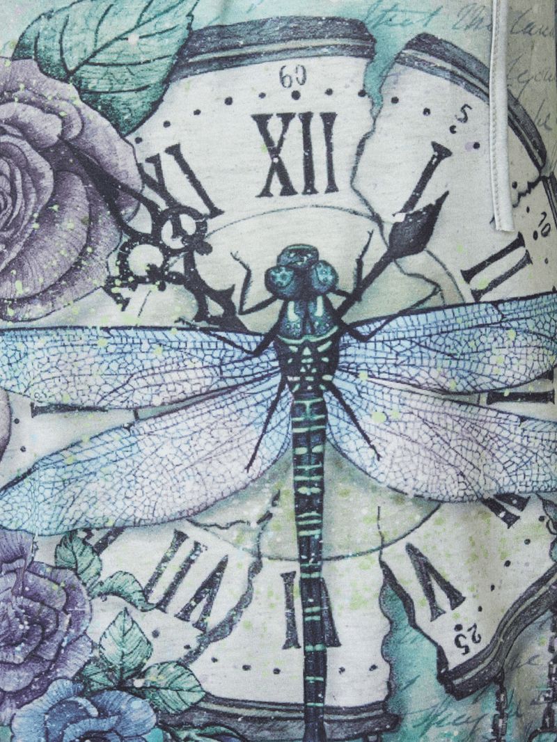 Dames Calico Dragonfly Print V-hals Bandage Casual T-shirts Met Korte Mouwen