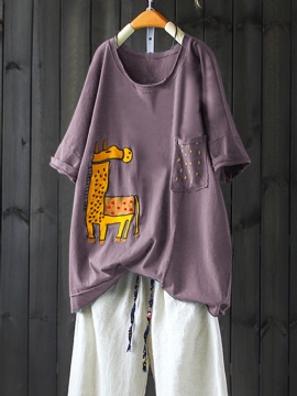 Dames T-shirts Met Girafprint