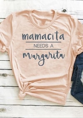 Mode Vrouwen T-shirt Zomer Casual Korte Mouw T-shirt Mamacita Behoeften Een Margarita Brief Print T-shirt Lady Top Tee